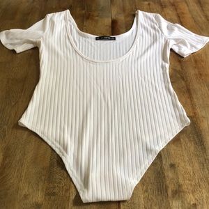 Zaful Ribbed White Bodysuit